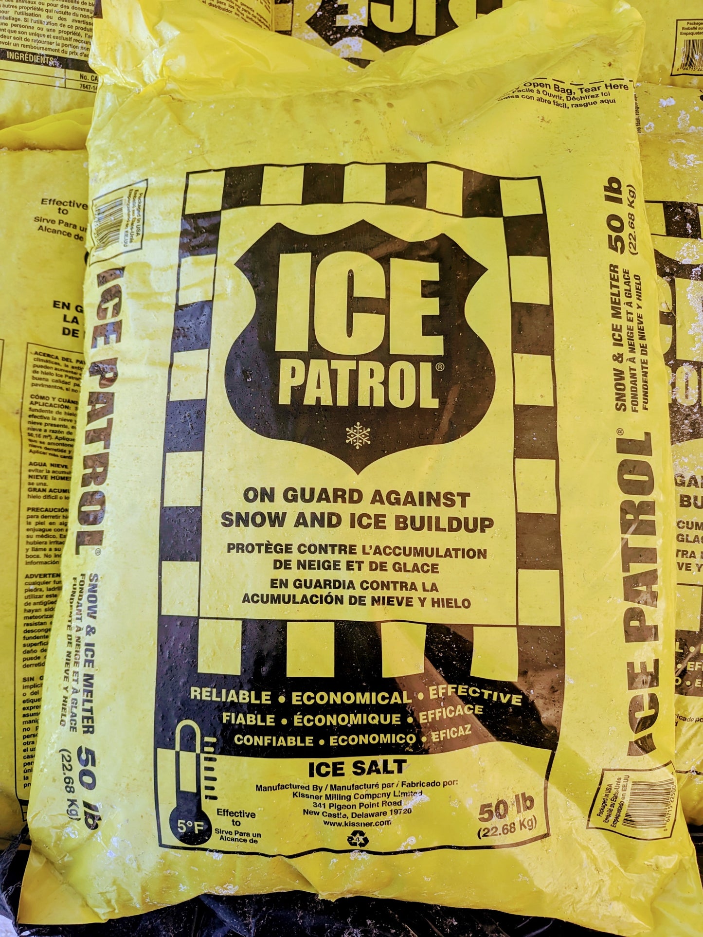 Ice Patrol Yellow Bag Rock Salt | Deicer Ice Melt | 50lb Bags