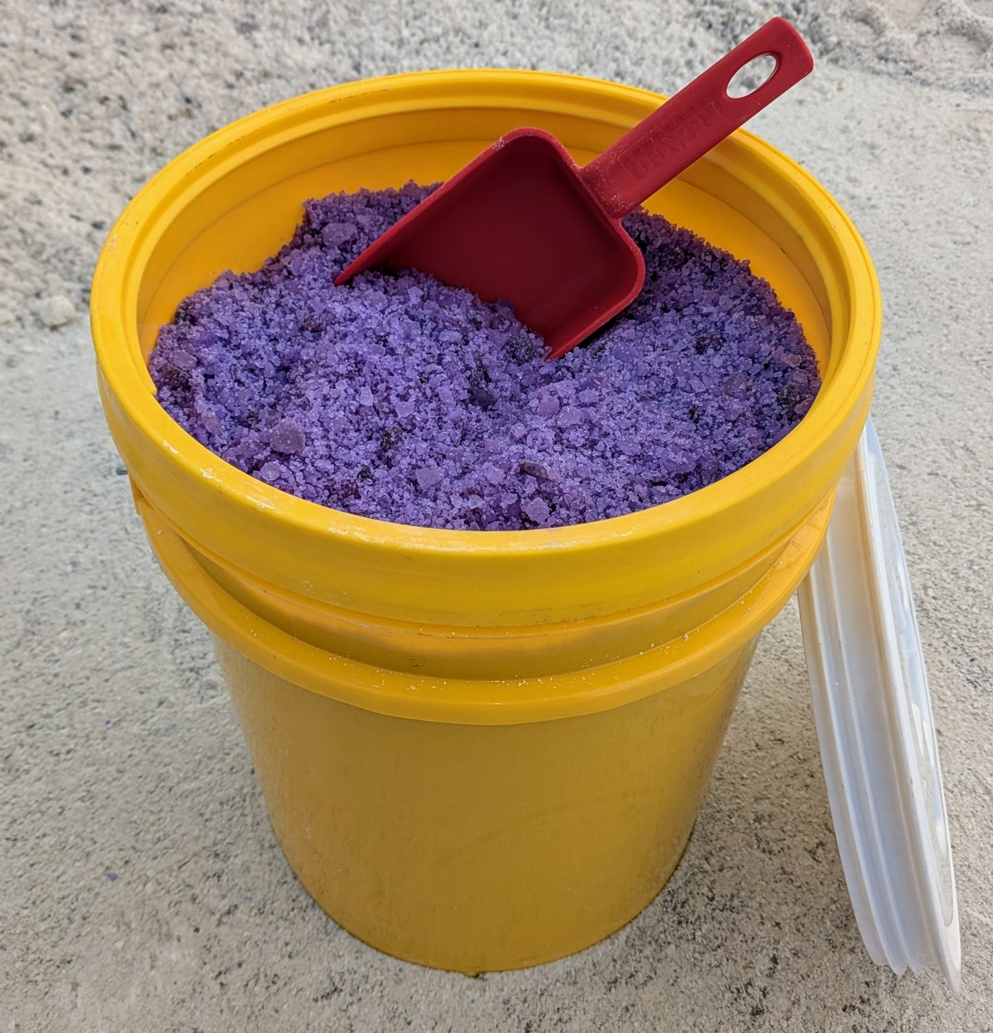 Purple Power™ Treated Salt in 5-Gallon Bucket with T-lid & 16oz Scoop | Deicer Ice Melt | 50lbs.